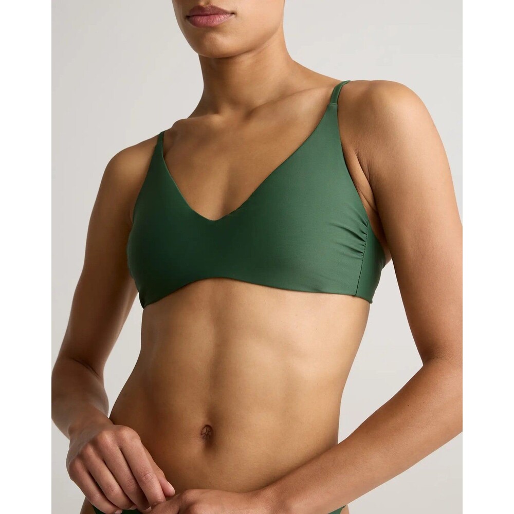 Quince Italian V-Neck Bikini Top Palm Green Size Small